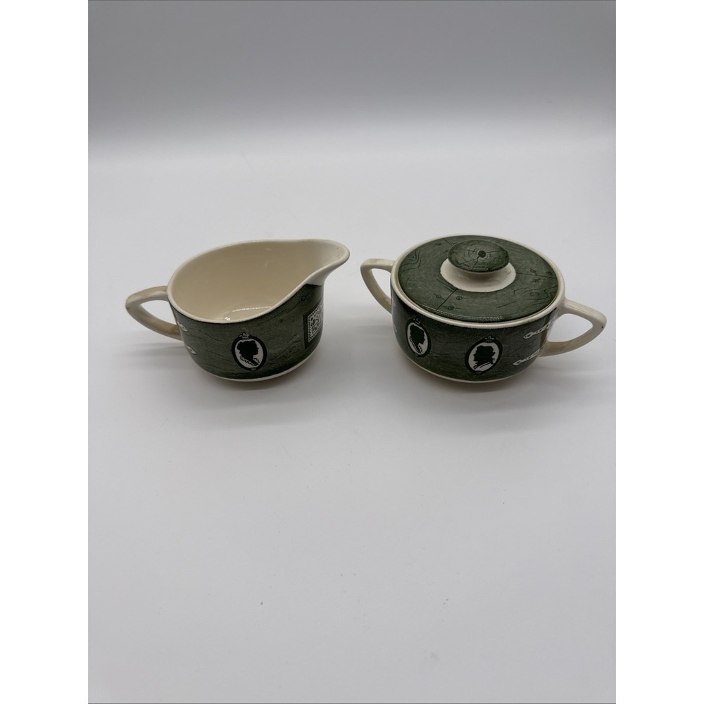Vintage Colonial Homestead By Royal Creamer And Sugar Bowl With Lid